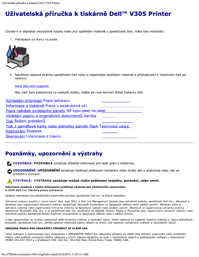 Page n°1 - Manuel utilisateur Dell V305w