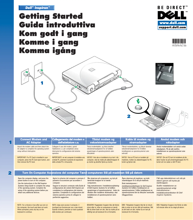 Image de la première page du manuel de l'appareil Inspiron 3800