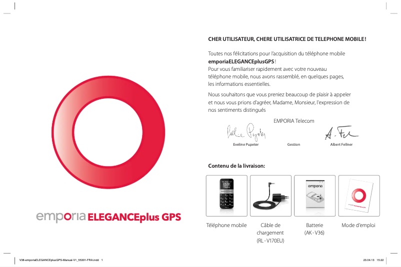 Image de la première page du manuel de l'appareil ELEGANCEplus GPS
