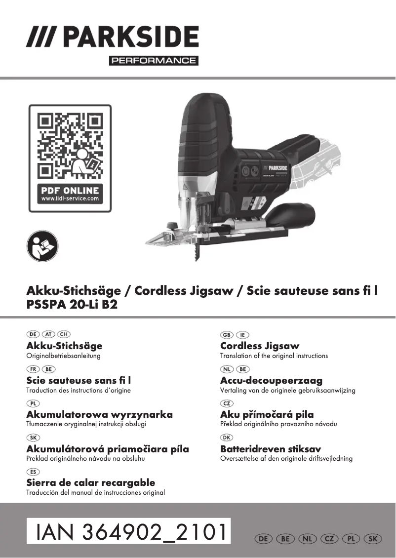 Page n°1 - Manuel utilisateur Parkside PSSPA 20-Li B2