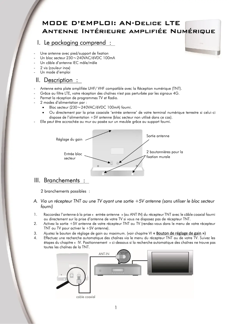 Page n°1 - Manuel utilisateur CGV AN-Delice LTE