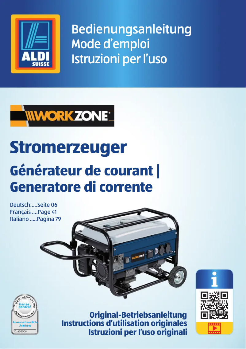 Page n°1 - Manuel utilisateur Workzone WZSE 2801