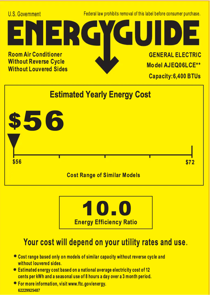 Page n°1 - Label énergétique GE AJEQ06LCE
