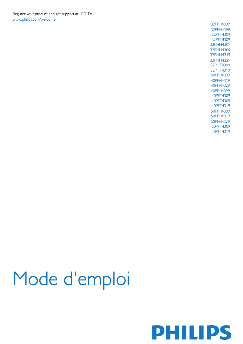 Imagen de la primera página del manual del dispositivo 4000 series 32PFT4309