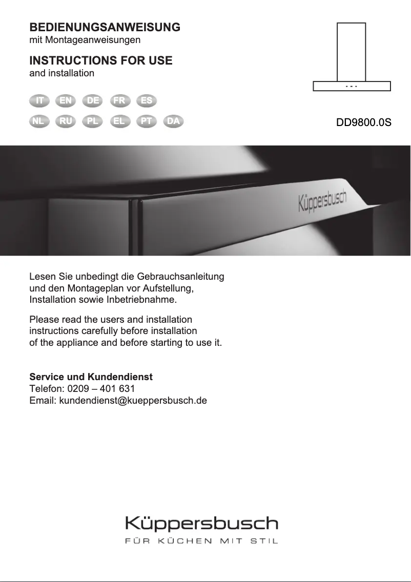 Image de la première page du manuel de l'appareil DD9800.0S