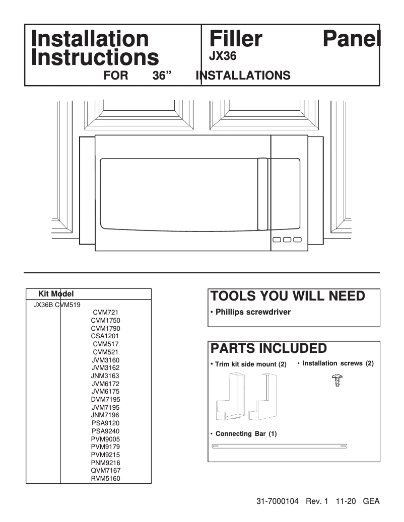 Page 1 de la notice Manuel utilisateur GE JX36BES