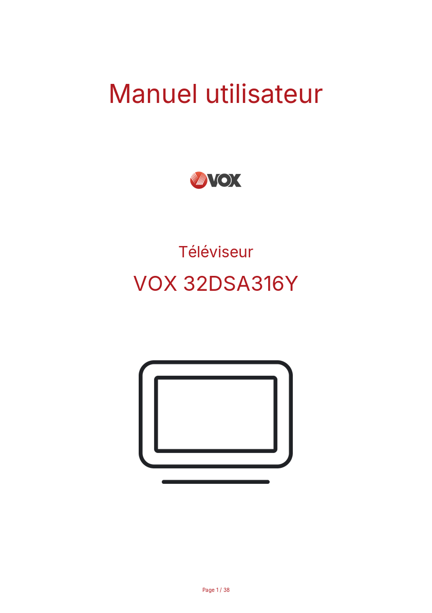 Page n°1 - Manuel utilisateur VOX 32DSA316Y