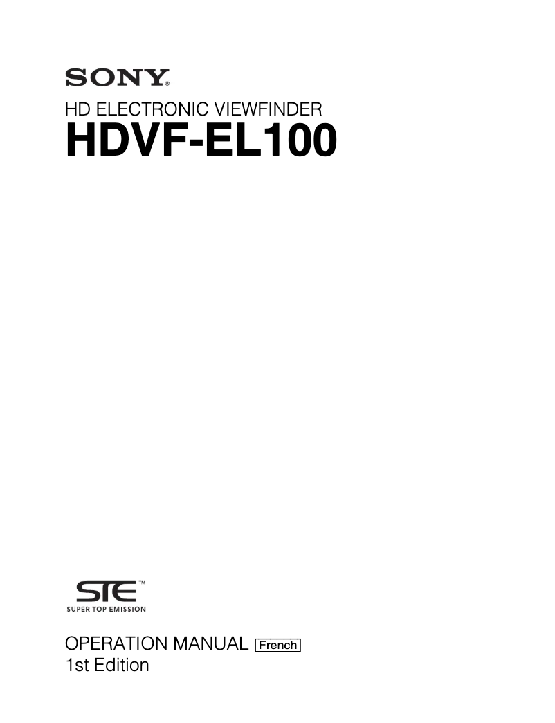Image de la première page du manuel de l'appareil HDVF-EL100