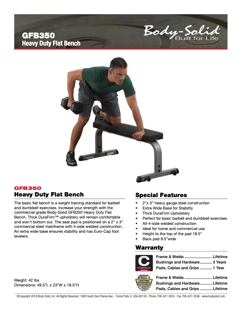 Page 1 de la notice Manuel utilisateur Body-Solid GFB350