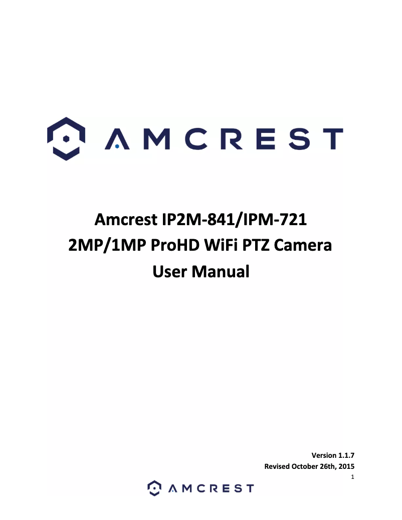 Page n°1 - Manuel utilisateur Amcrest IP2M-841B