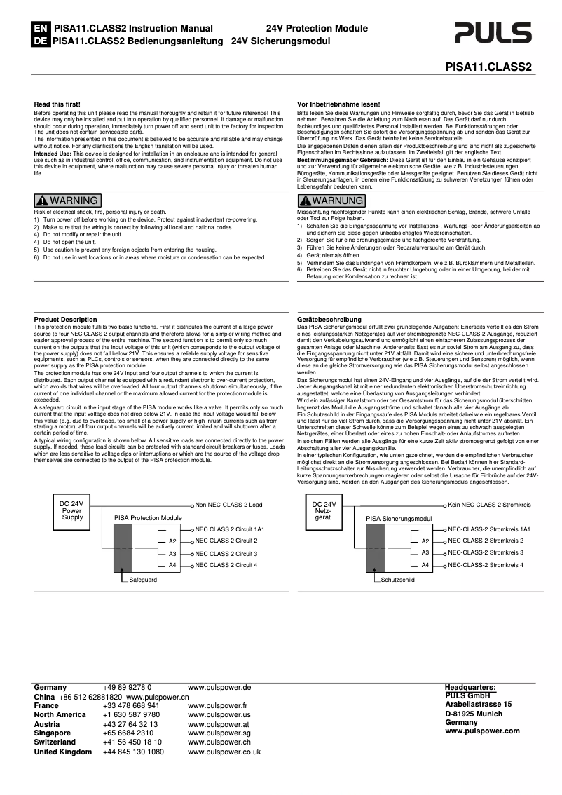 Page n°1 - Manuel utilisateur Puls Dimension DIMENSION PISA11.CLASS2
