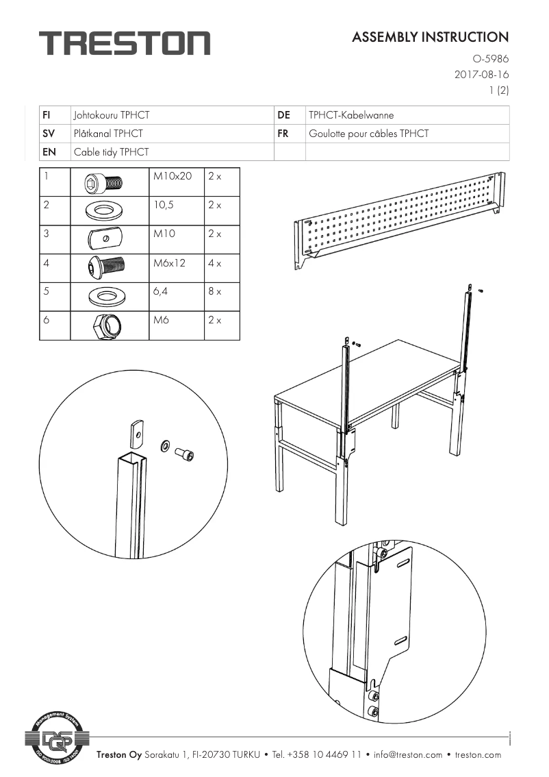Page 1 de la notice Manuel utilisateur Treston TPHCT150