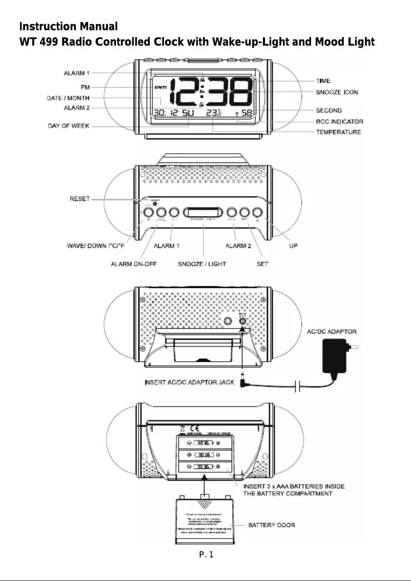 Page n°1 - Manuel utilisateur Techno Line WT 499