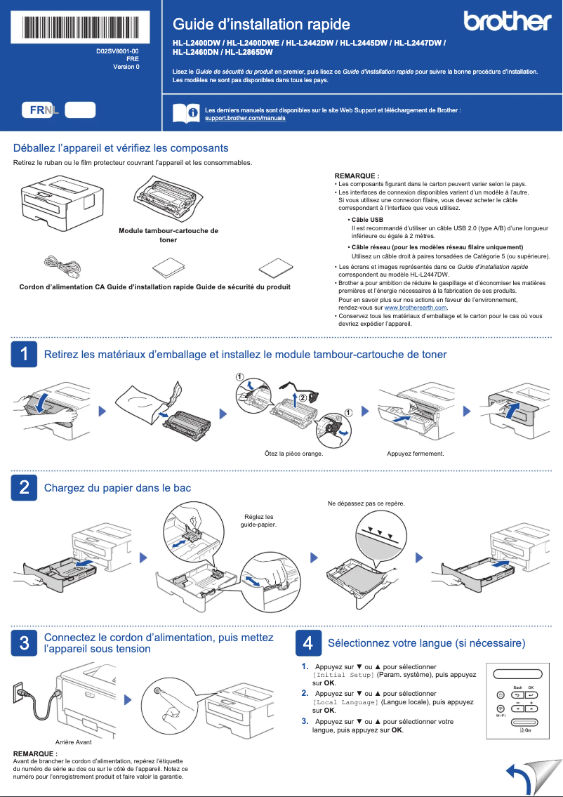 Page 1 de la notice Manuel utilisateur Brother HL-L2865DW