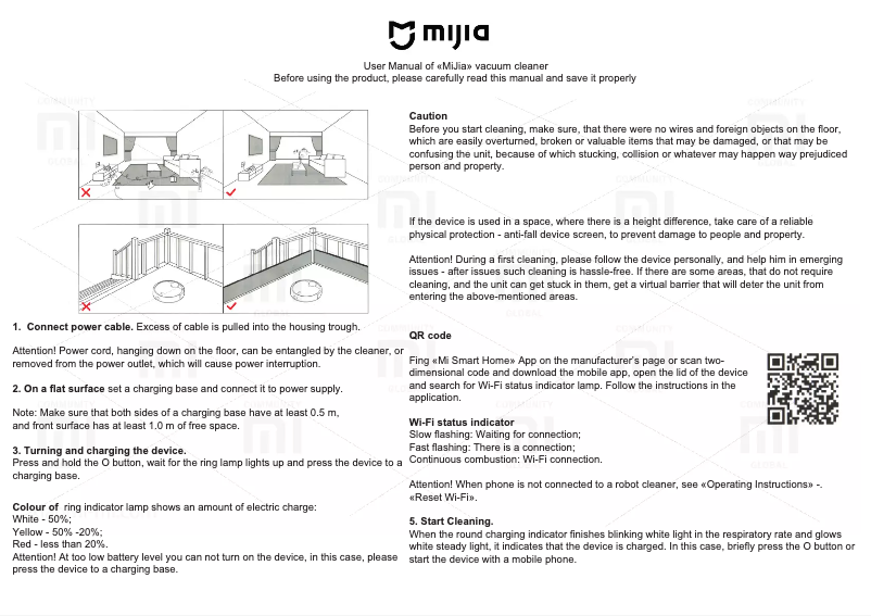 Image de la première page du manuel de l'appareil MiJia Robot Vacuum Cleaner