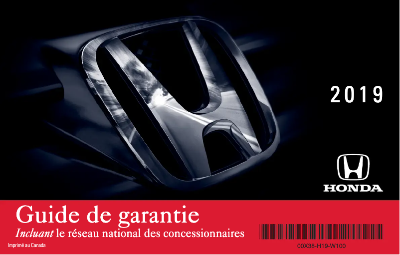 Page 1 de la notice Manuel d'utilisation et d'entretien Honda CR-V (2019)