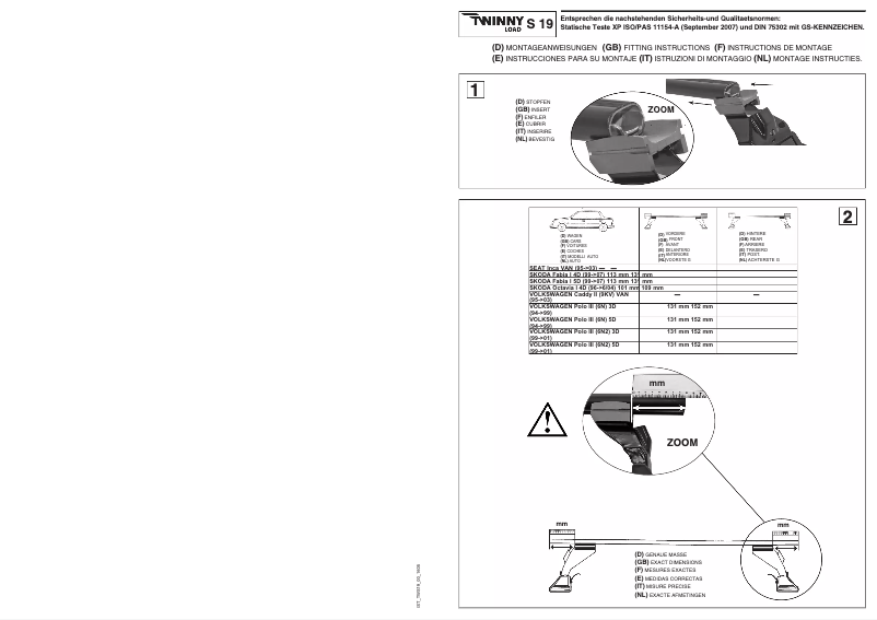 Page 1 de la notice Manuel utilisateur Twinny Load S 19