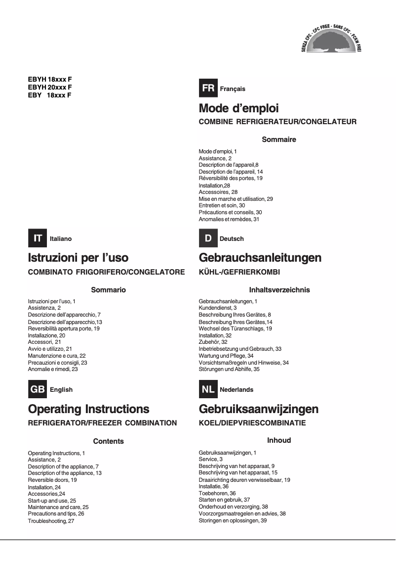 Page n°1 - Manuel utilisateur Hotpoint Ariston EBYH 20303 F