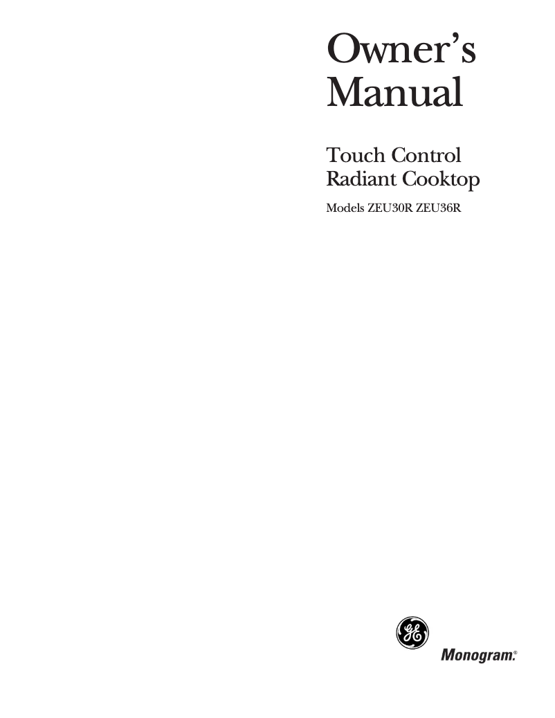 Page 1 of the manual Use and Maintenance Manual GE ZEU36RBFBB