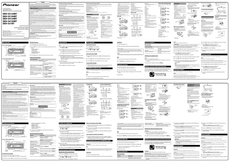 Image de la première page du manuel de l'appareil DEH-S4120BT
