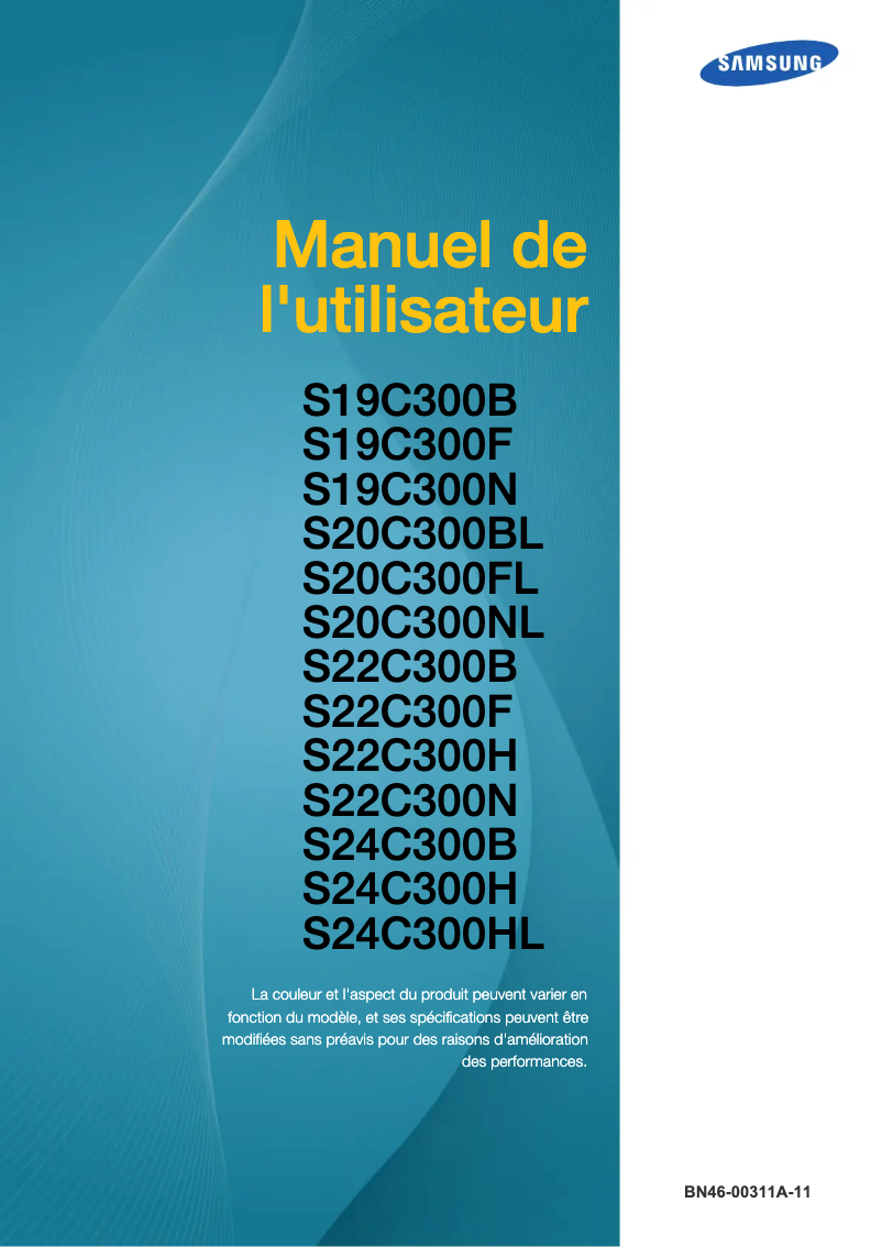 Page 1 de la notice Manuel utilisateur Samsung SyncMaster S22C300N
