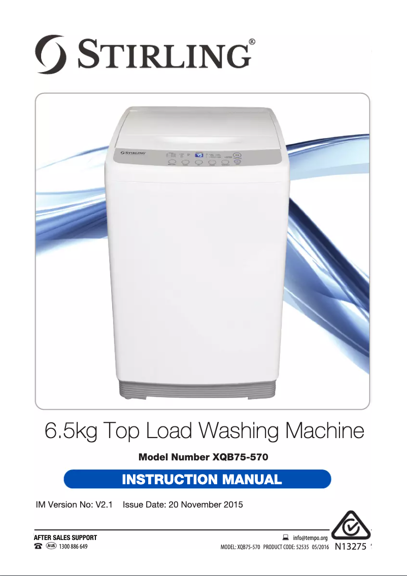 Image de la première page du manuel de l'appareil XQB75-570