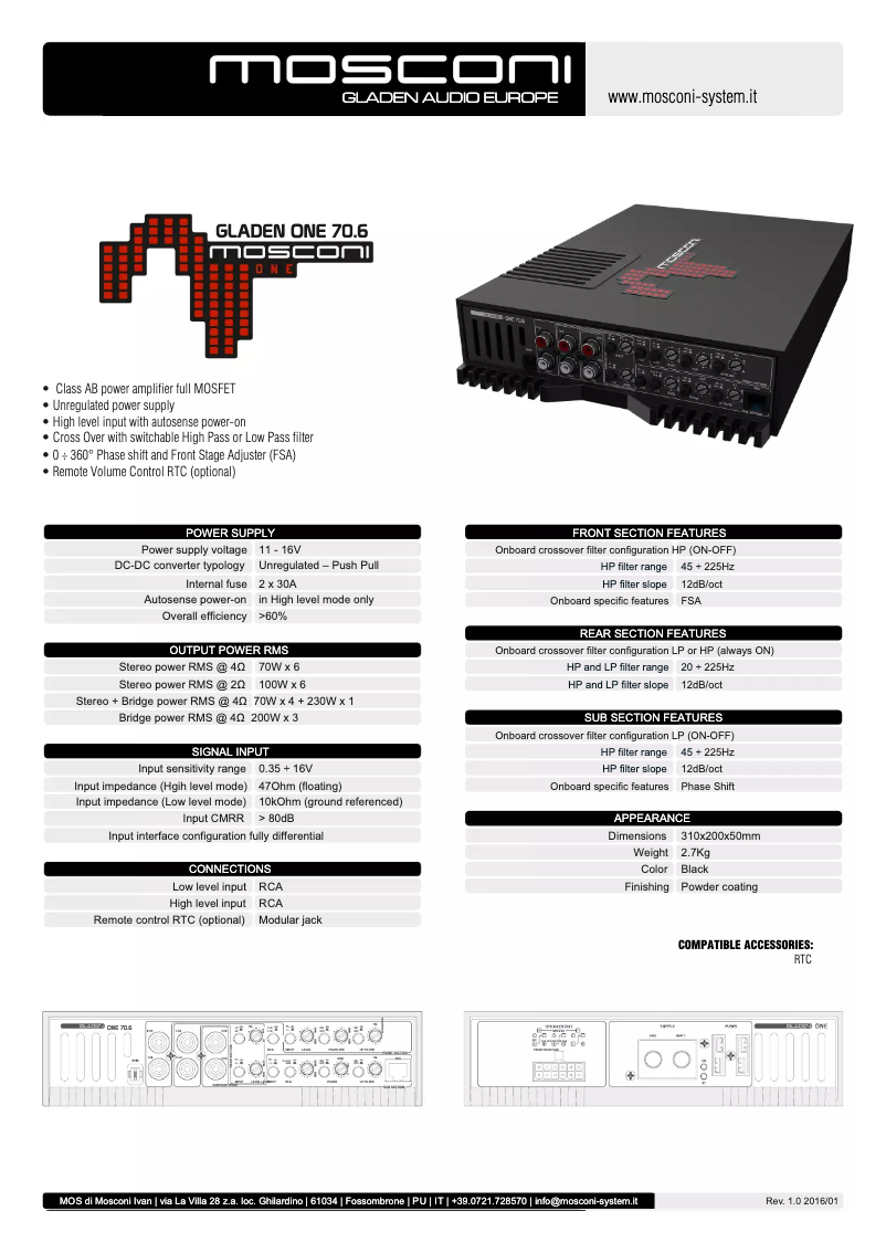 Image de la première page du manuel de l'appareil Gladen One 70.6