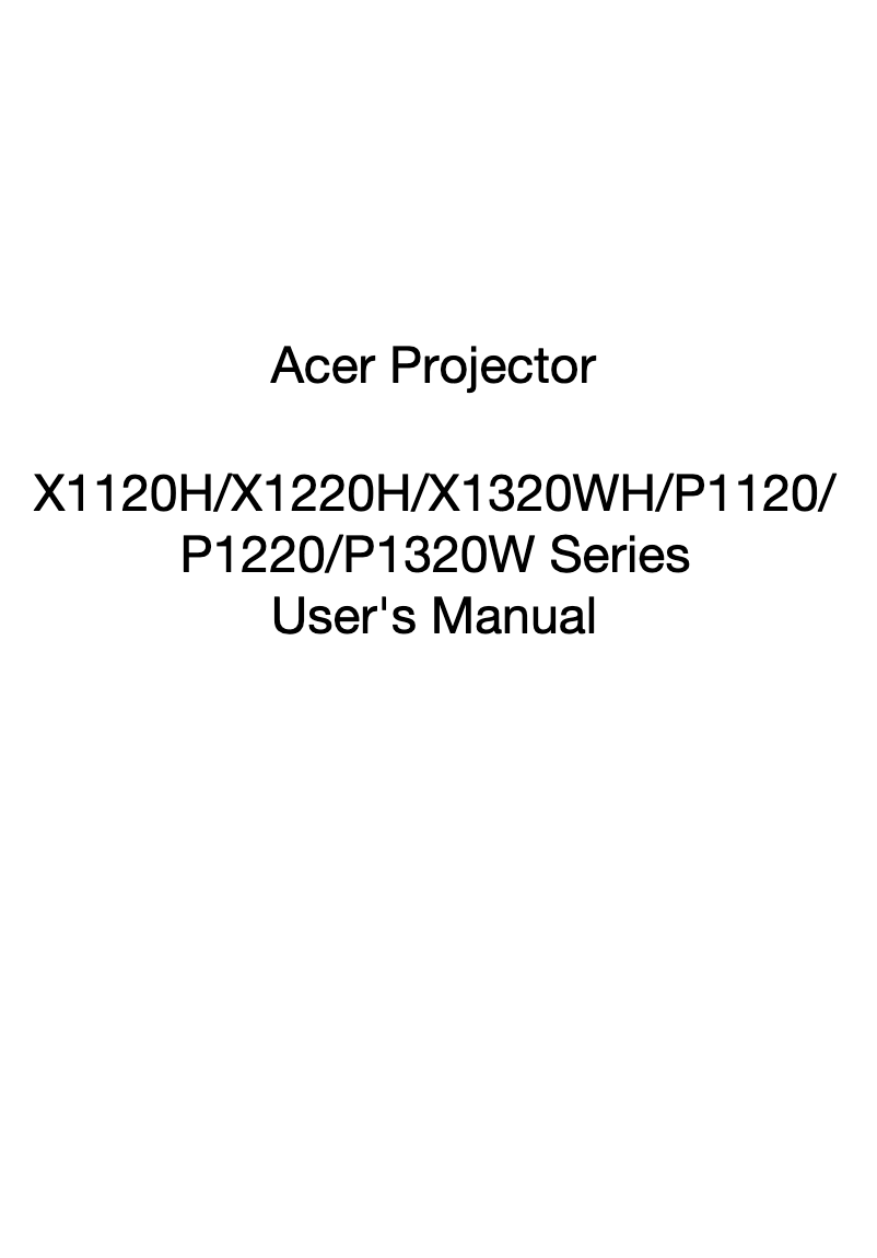 Página 1 del manual Manual de usuario Acer X1120H