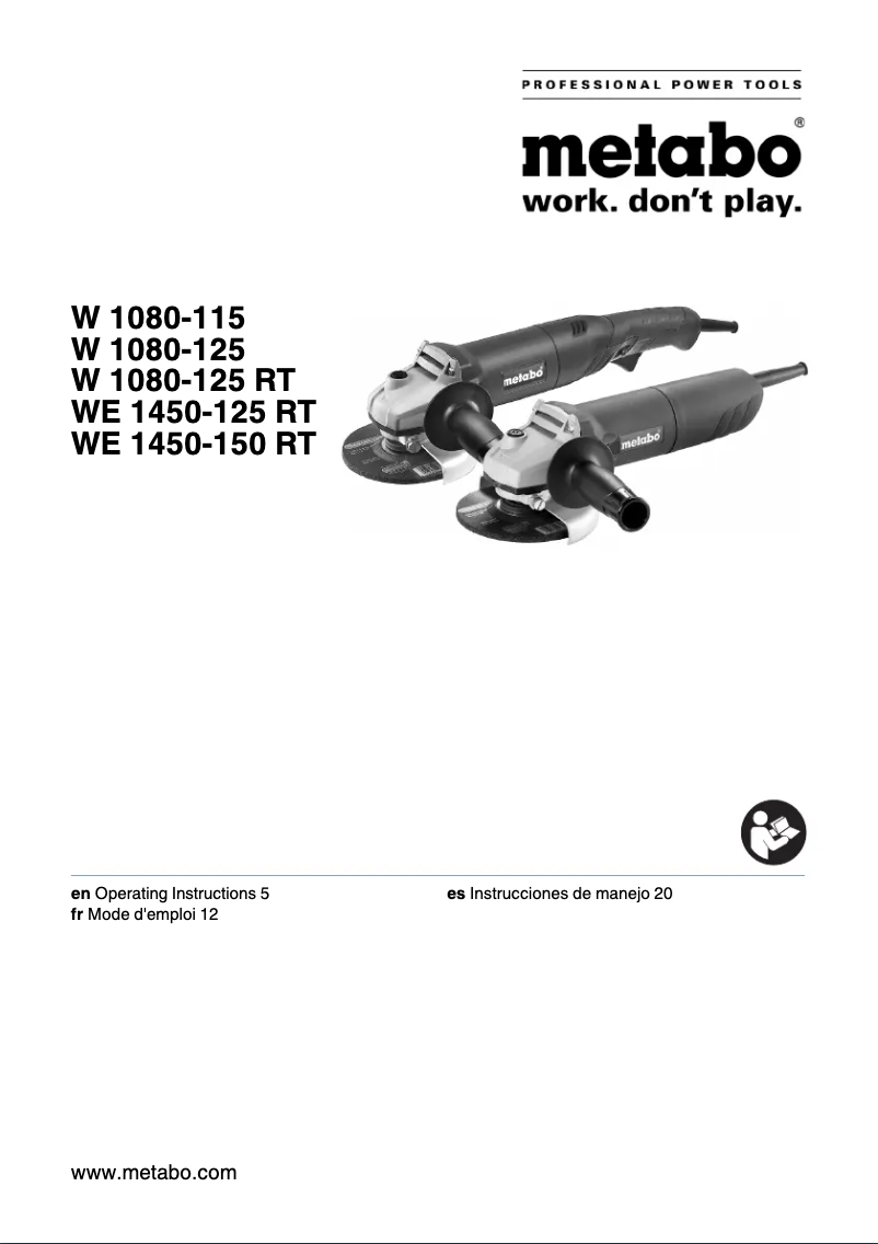 Page n°1 - Manuel utilisateur Metabo W1080RT