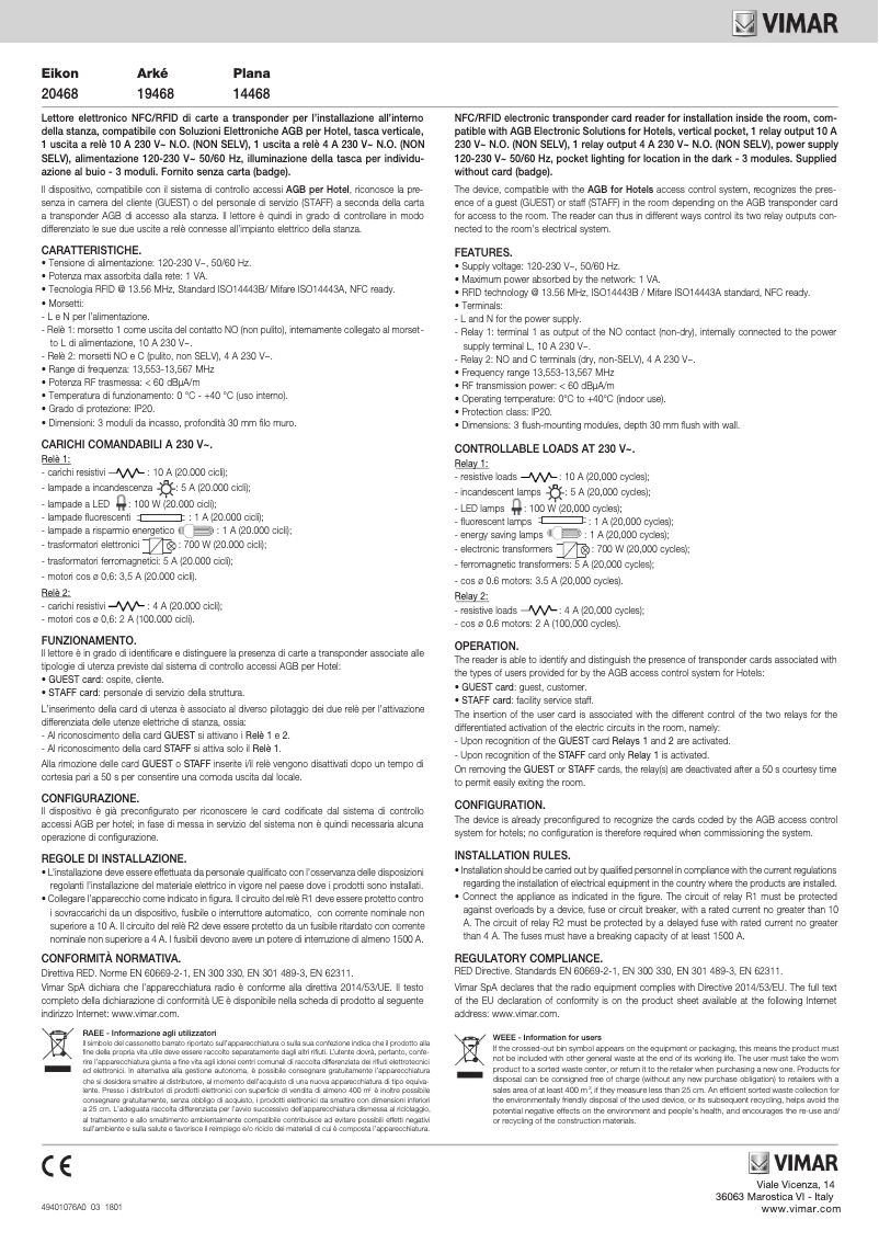 Página 1 del manual Manual de usuario Vimar 14468.SL