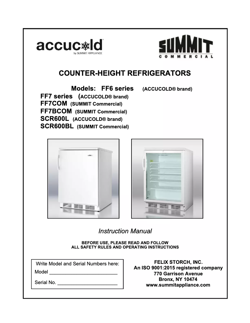 Image de la première page du manuel de l'appareil FF67SSTBADA