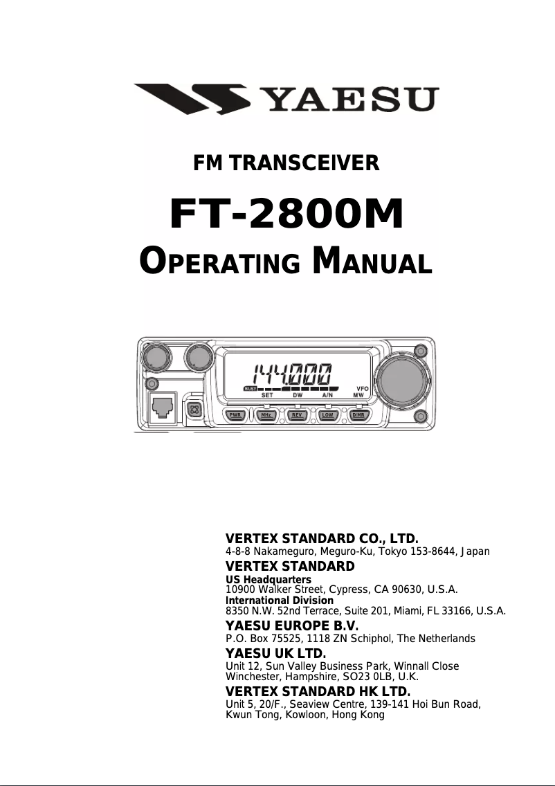 Página 1 del manual Manual de usuario Yaesu FT-2800