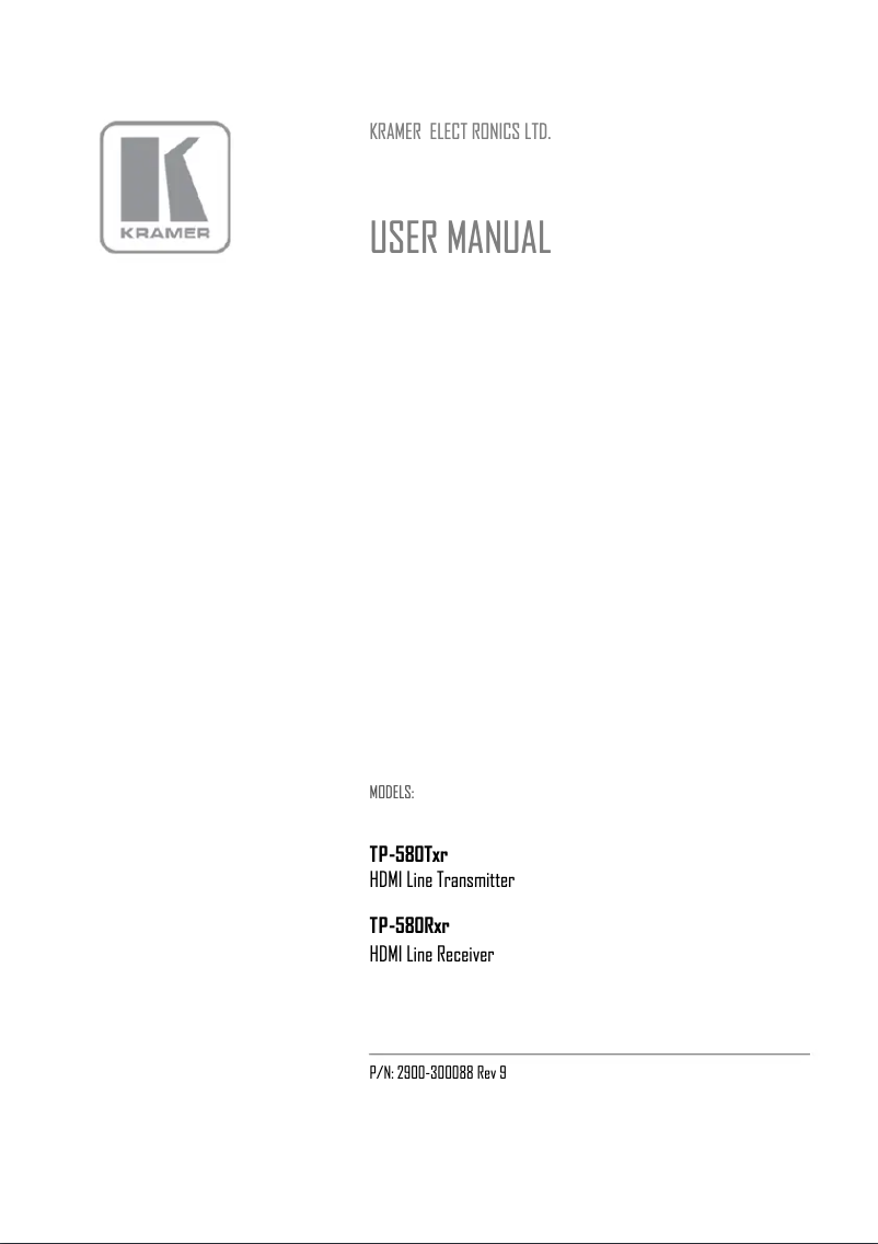 Page 1 de la notice Manuel utilisateur Kramer TP-580TXR