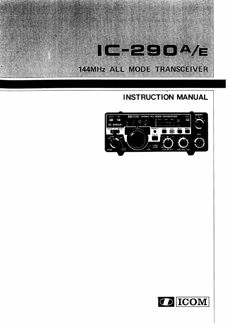 Page n°1 - Manuel utilisateur ICOM IC-290A