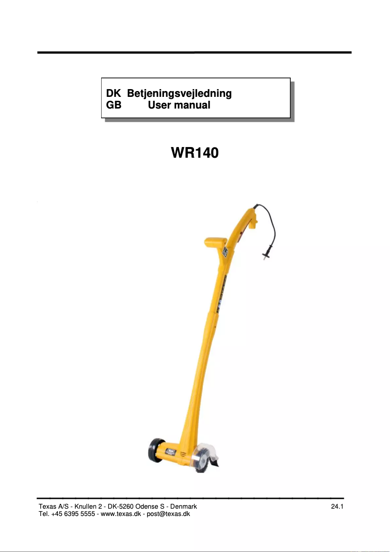 Image de la première page du manuel de l'appareil WR140