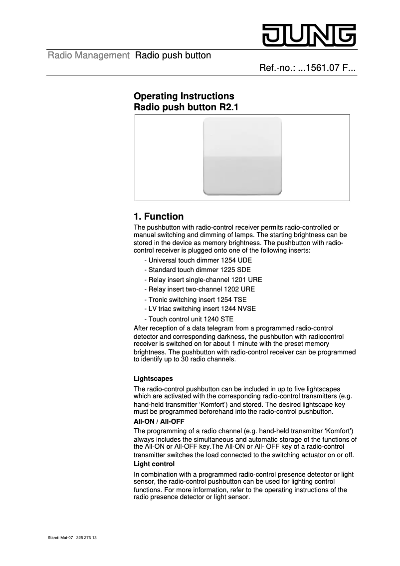 Image de la première page du manuel de l'appareil GO1561.07F