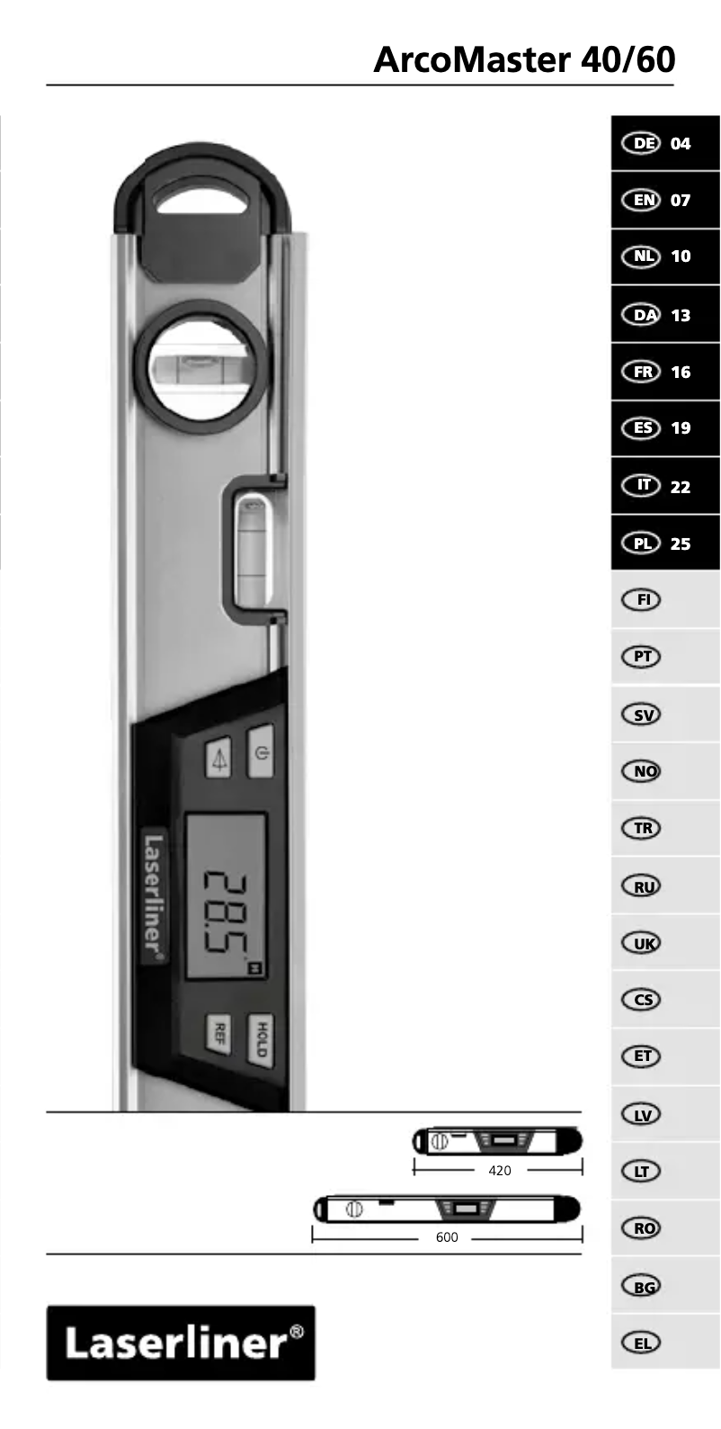 Page 1 de la notice Manuel utilisateur Laserliner ArcoMaster 60