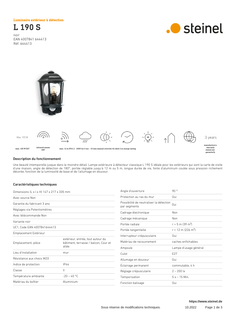 Image de la première page du manuel de l'appareil L 190 S