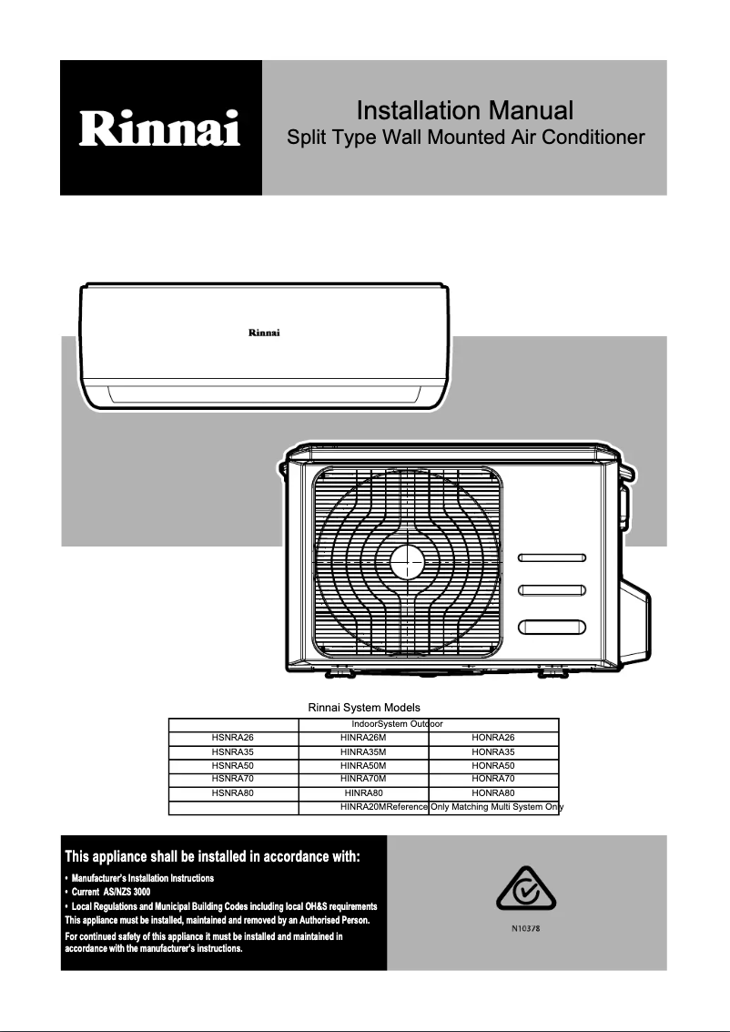 Page n°1 - Manuel utilisateur Rinnai HSNRQ35B