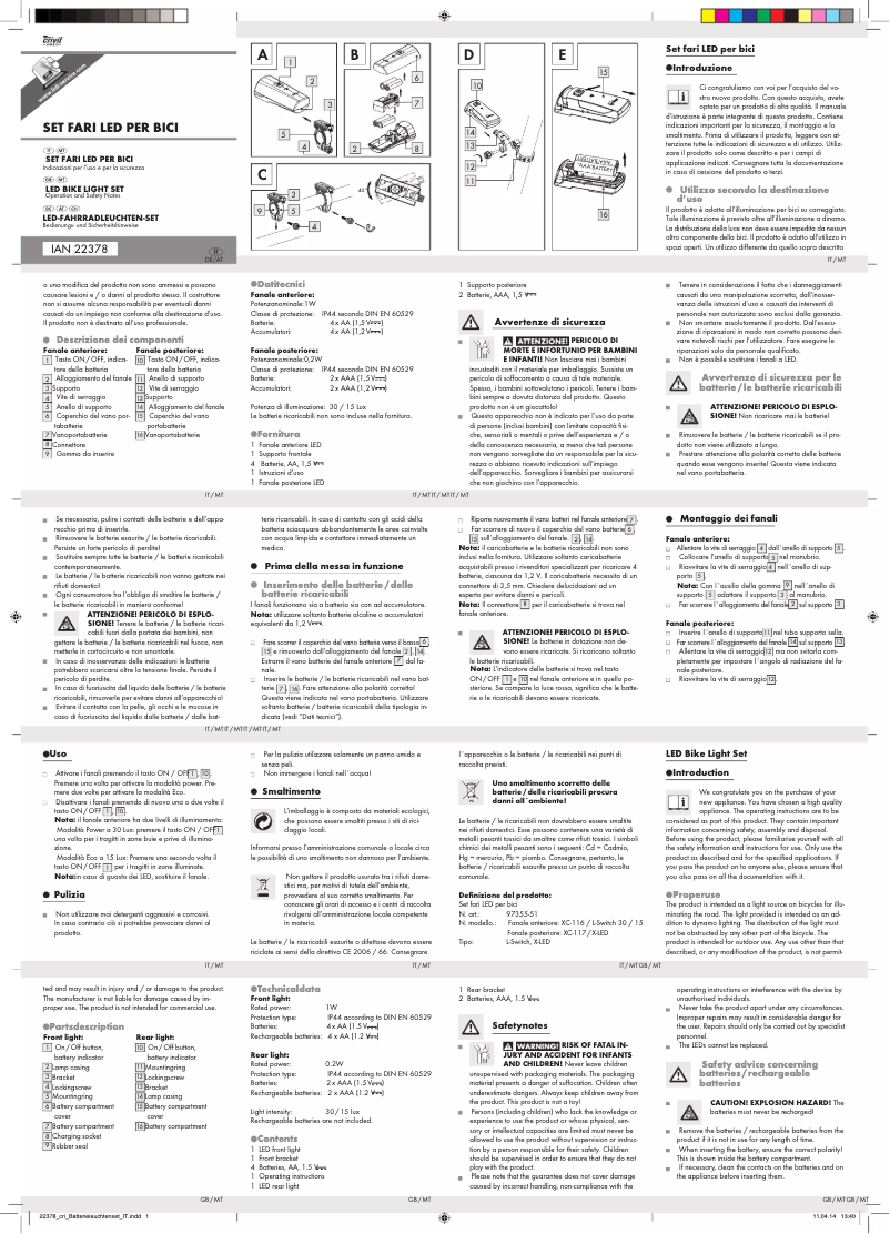 Página 1 del manual Manual de usuario Crivit IAN 22378