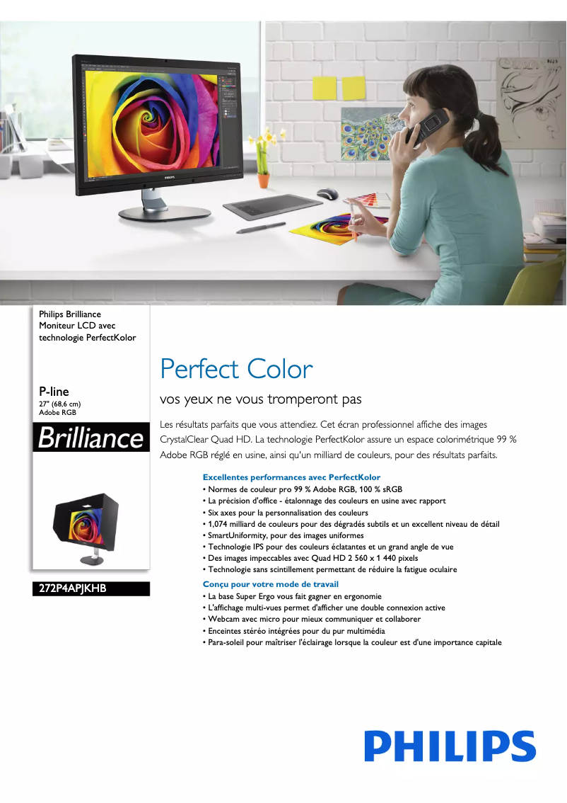 Page 1 de la notice Fiche technique Philips Brilliance 272P4APJKHB