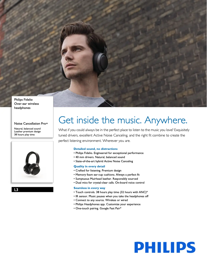 Page 1 de la notice Fiche technique Philips Fidelio L3