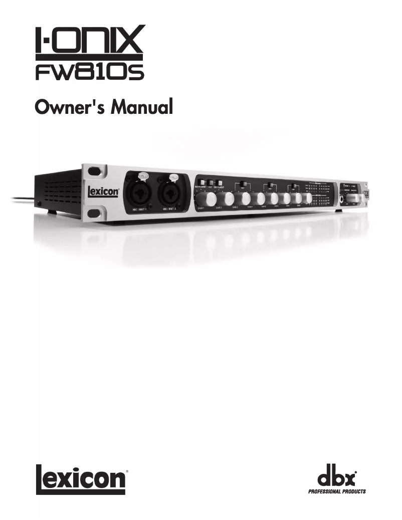 Página 1 del manual Manual de usuario Lexicon I-ONIX FW810S