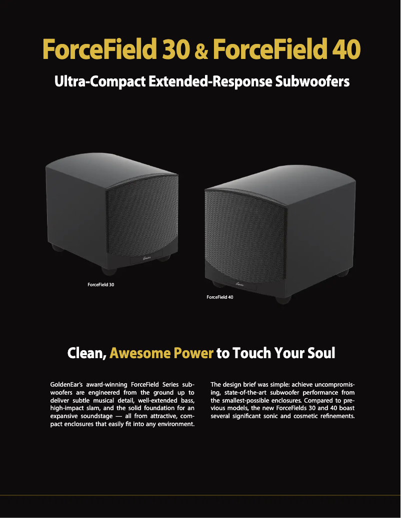 Page 1 de la notice Brochure GoldenEar ForceField 40