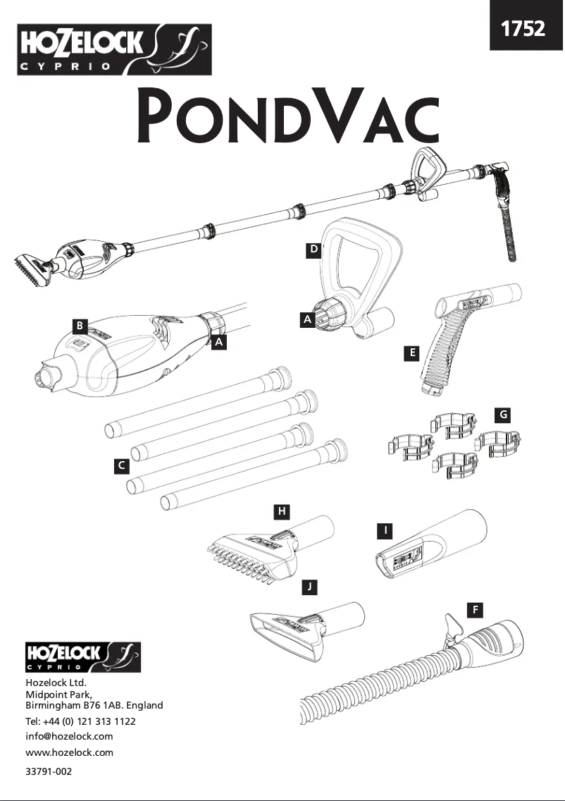 Page 1 de la notice Manuel utilisateur Hozelock PondVac 1752