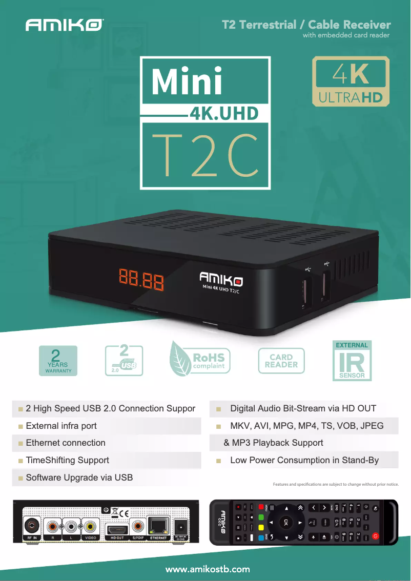 Page n°1 - Manuel utilisateur Amiko Mini 4K UHD T2/C