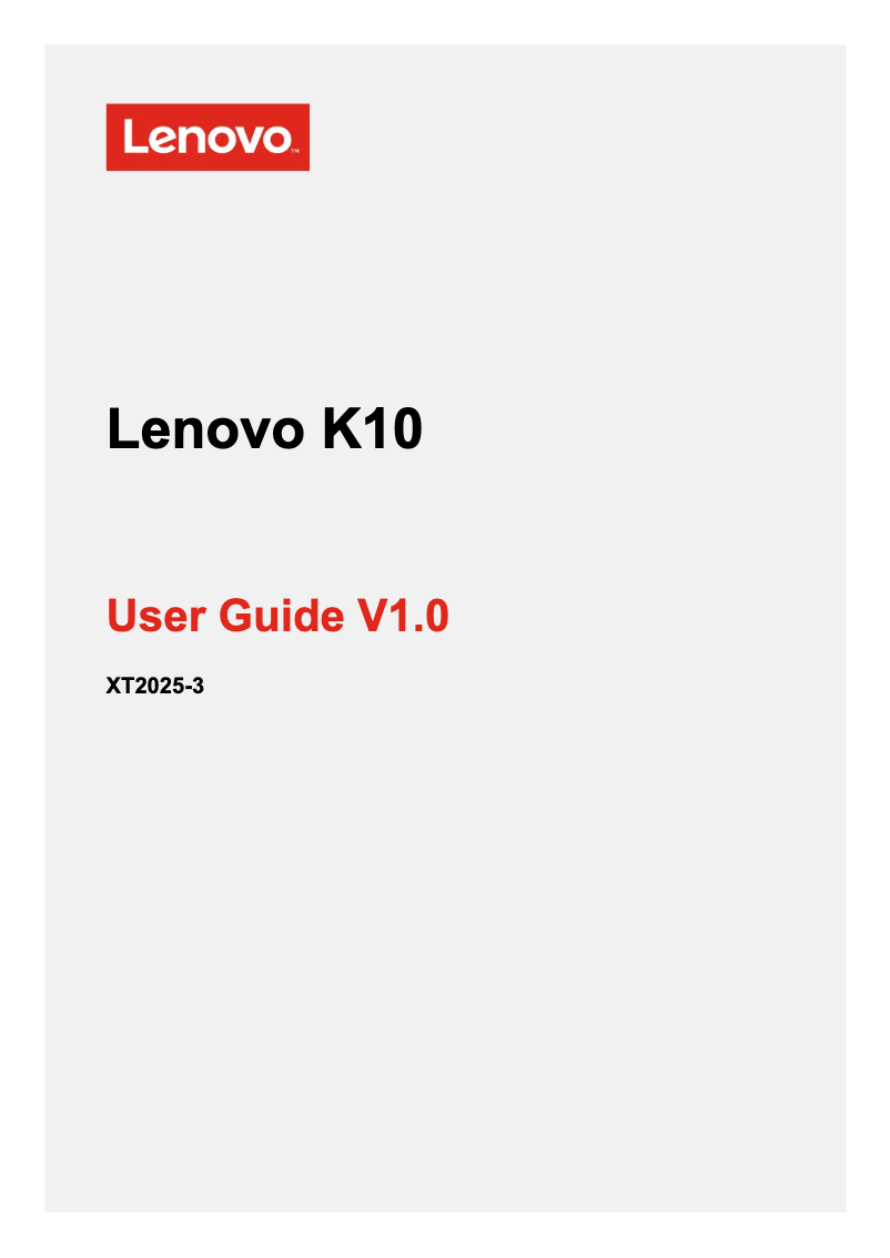 Page 1 de la notice Manuel utilisateur Lenovo K10
