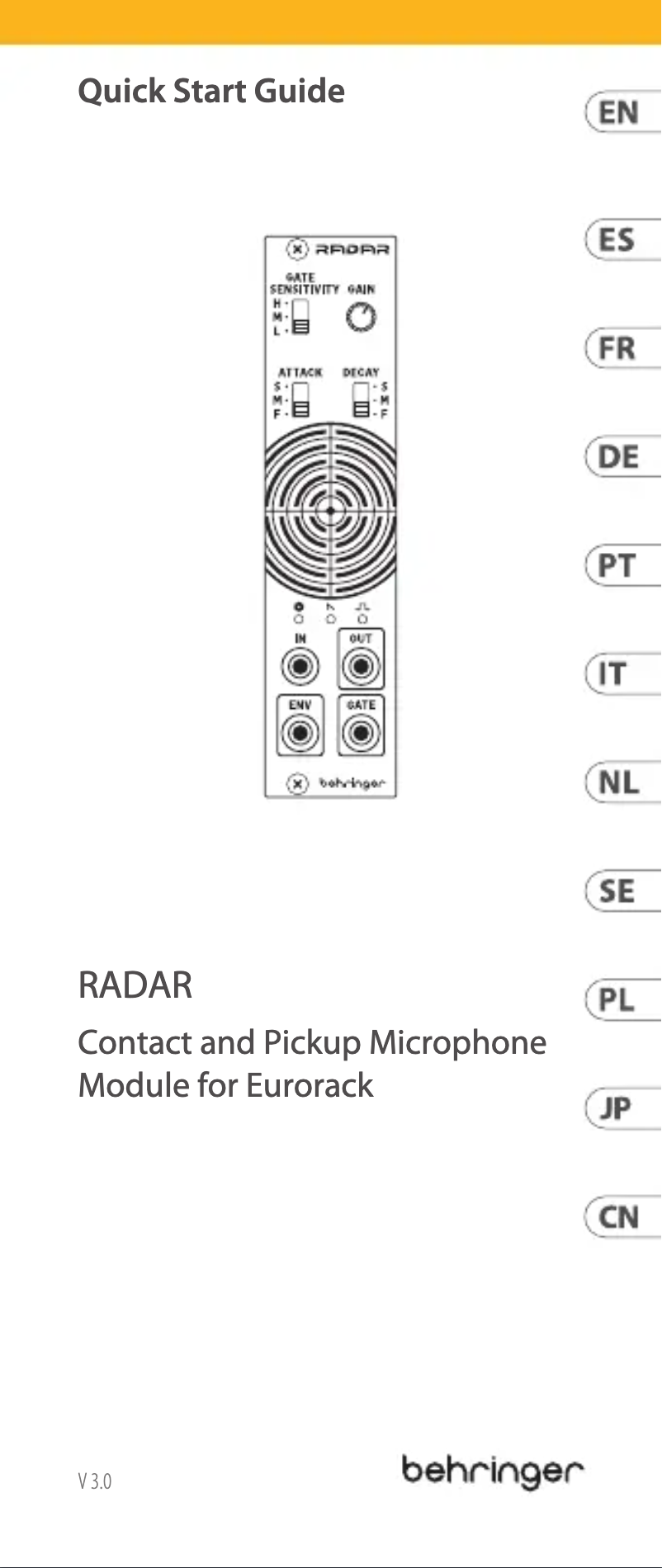 Page 1 de la notice Manuel utilisateur Behringer RADAR