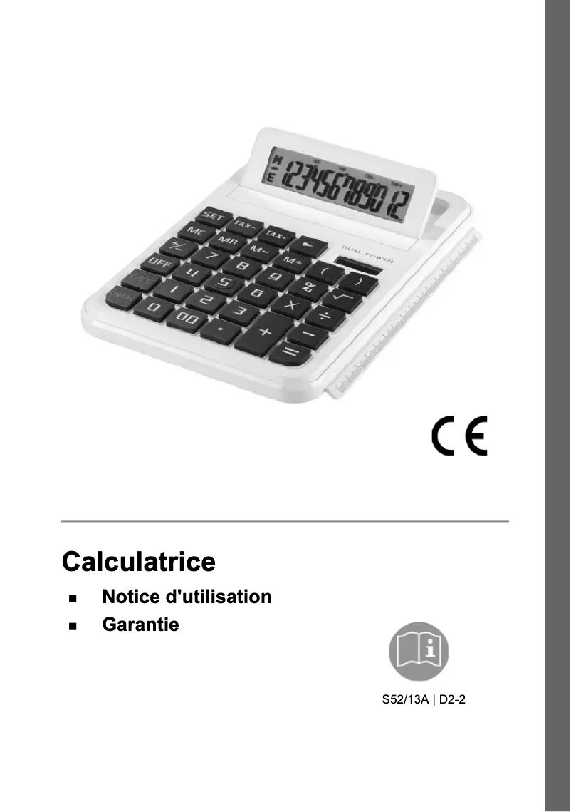 Image de la première page du manuel de l'appareil D2-2