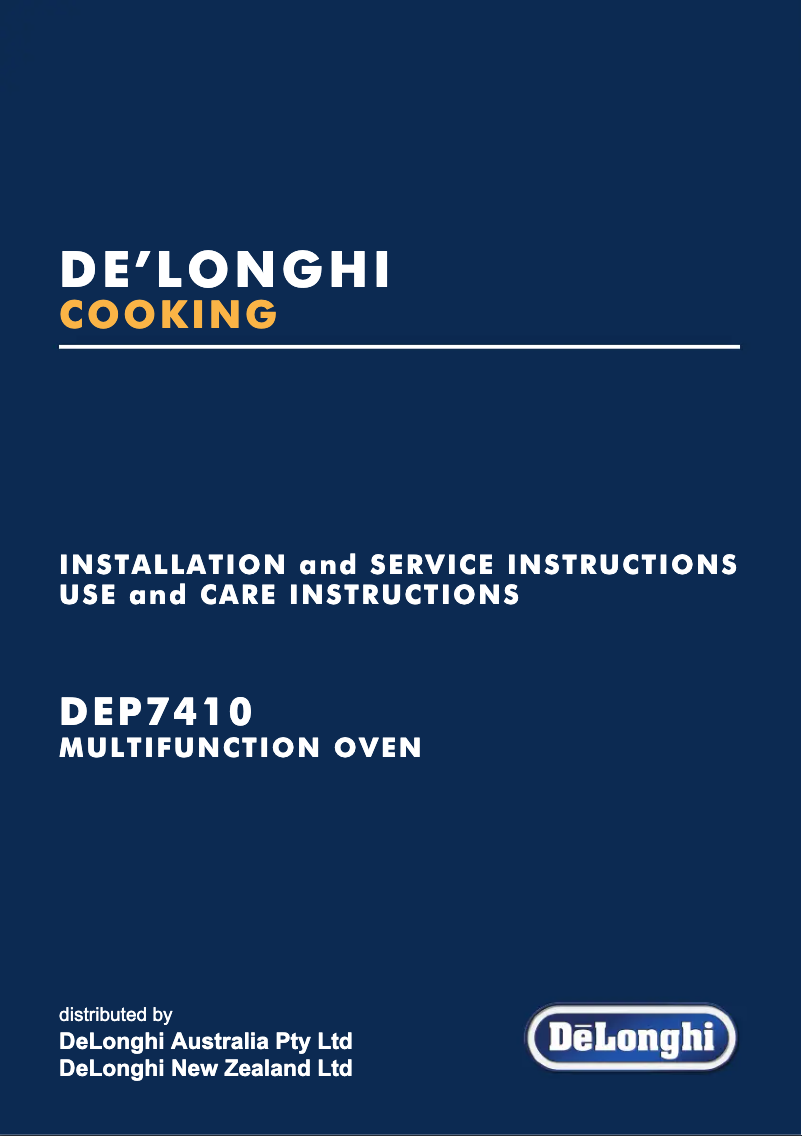 Page 1 de la notice Manuel utilisateur DeLonghi DEP7410